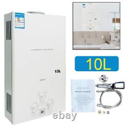 10L Portable Natural Gas Hot Water Heater 2.64 GPM Tankless Indoor with Shower Kit