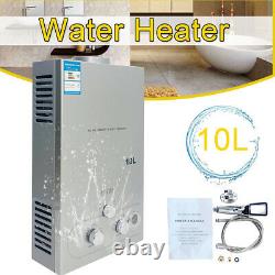 10L Propane Instant Water Heater Gas Tankless Camping Water Heater with Shower Kit