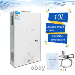 10L/min Tankless LPG Water Heater with LED Digital Display for Outdoor Use White