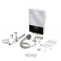 10kW Tankless Electric Instant Hot Water Heater Bath Boiler Shower Kit Glass LED