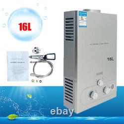 16L 32KW LPG Propane Gas Tankless Hot Water Heater with Shower Kit 4.3GPM Gray
