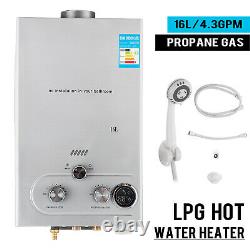 16L Hot Water Heater Gas LPG Propane Tankless Instant Boiler 4.3GPM Shower Kit