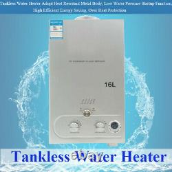 16L/min Tankless Water Heater Natural Gas Wall-Mounted Instant for Home Silver