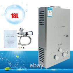 18L 36KW LPG Propane Gas Tankless Hot Water Heater with Shower Kit 4.8GPM Silver