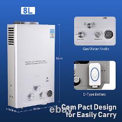 18L-8L LPG Propane Gas Tankless Instant Hot Water Heater Boiler With Shower Kit