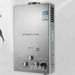 18L Hot Water Heater 2000 Pa LPG Gas Tankless Instant Boiler With Shower Kit