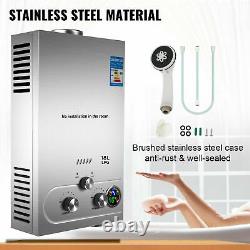 18L LPG Water Heater Propane Gas Tankless Instant Hot Boiler With Shower Head Kit