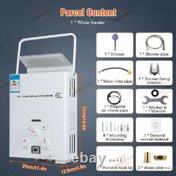 6L Instant Hot Water Heater Kit Portable Tankless Boiler LPG Propane Gas Shower