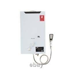 8L Tankless Hot Water Heater Boiler with Shower Head LPG Propane Gas Home White