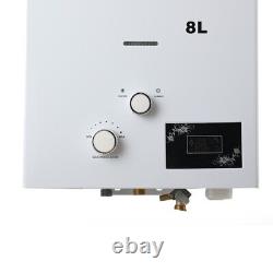 8L Tankless Hot Water Heater Boiler with Shower Head LPG Propane Gas Home White