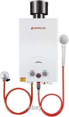 CAMPLUX Tankless Gas Water Heater with Rain Cap 10L Instant Propane Gas Shower