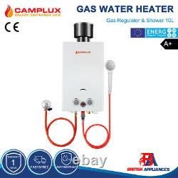 Camplux Tankless Gas Water Heater with Rain Cap 10L Instant Propane Gas Shower
