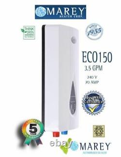 Electric Tankless Water Heater Best 3.5 GPM 220V 14.6kW Marey ECO150