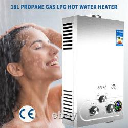 Hot Water Heater 18L Propane Gas LPG Tankless 4.8GPM Instant Boiler Shower withKit