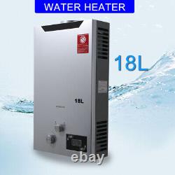 LPG Gas Water Heater 18L/min Digital Display Instant Tankless Camping Hot Heater