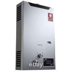 LPG Gas Water Heater 18L/min Digital Display Instant Tankless Camping Hot Heater