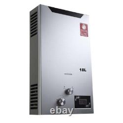 LPG Gas Water Heater 18L/min Digital Display Instant Tankless Camping Hot Heater