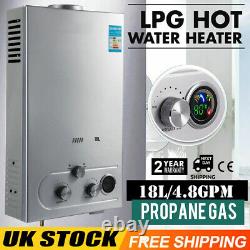 Large 18L LPG Hot Water Heater Propane Gas Tankless Instant Boiler Shower Kit UK