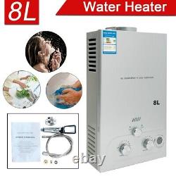 Portable Propane Gas Tankless Instant Water Heater Camping Home Shower 8L
