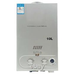 Portable Water Heater (Gray) 10L/min Tankless LPG for Camping Showers&Trailers