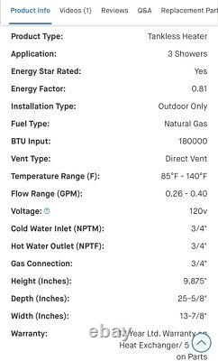 RHEEM RTG-84XLN-1 Mid-Efficiency 8.4GPM Outdoor Natural Gas Tankless Water